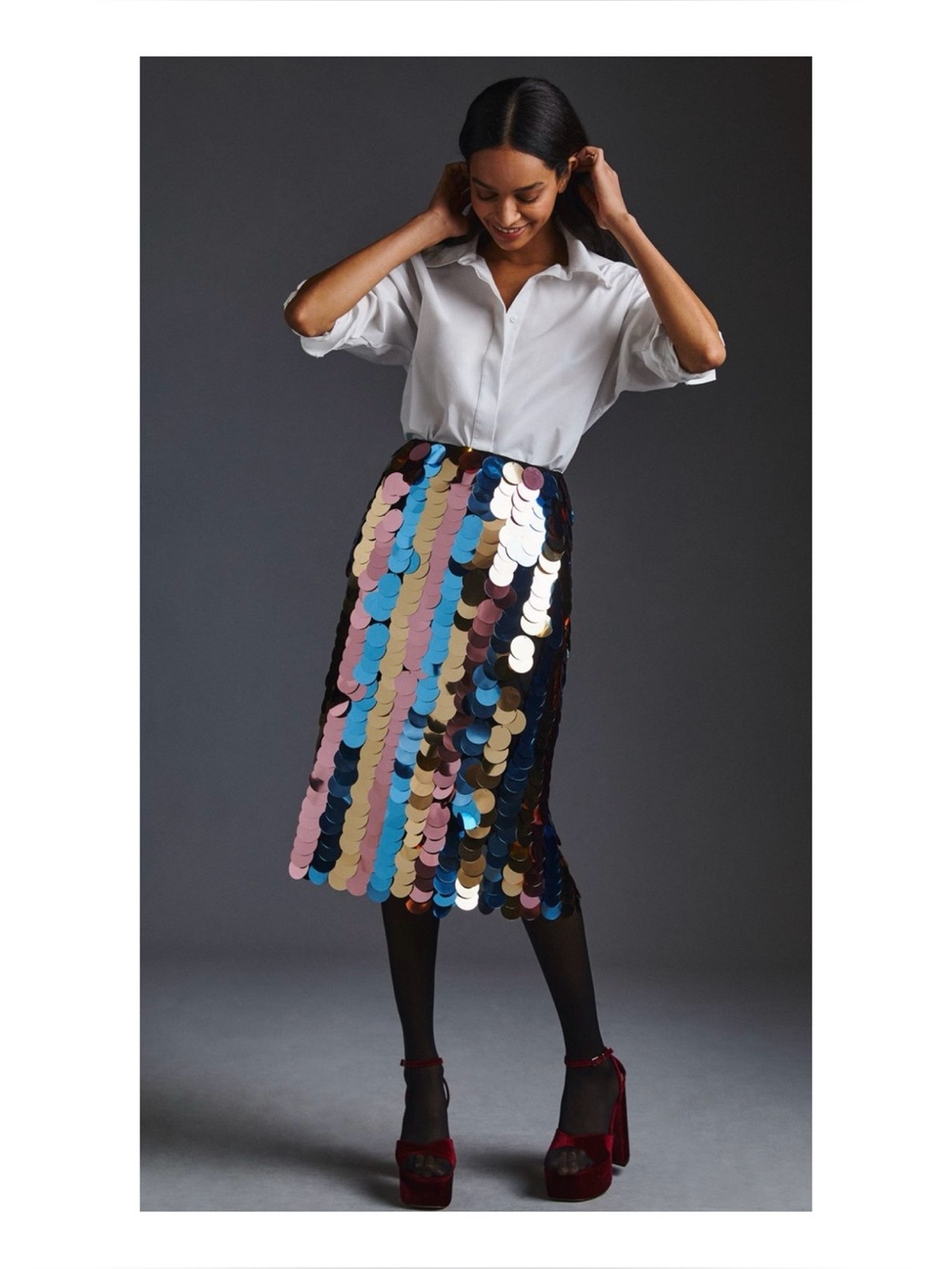 NWOT Anthropologie Maeve Side Slit Sequin Skirt Size XS
